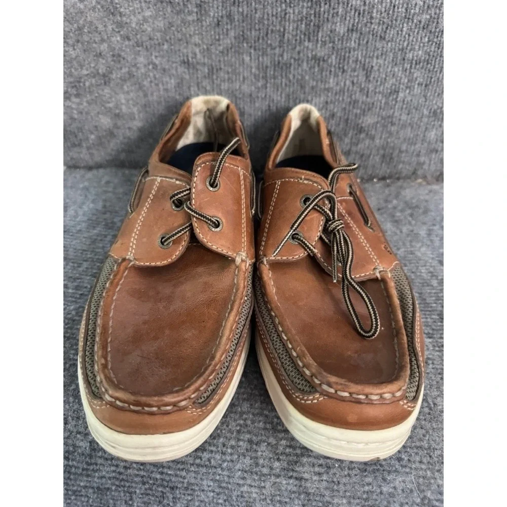 Columbia Quadensity Mens Brown Leather Boat Shoes Loafers Moc Toe Tan 10.5